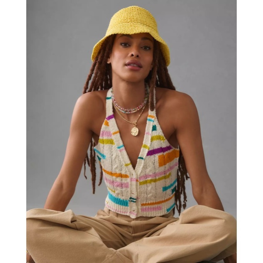 Anthropologie Sweater Tank Womens XS Pernille Rosenkilde Boho Festival Colorful